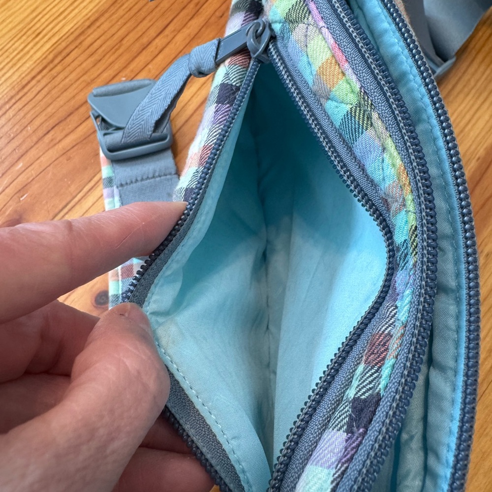 Vera Bradley GINGHAM PLAID Essential Compact 13" Cotton Sling Backpack - Picture 7 of 9